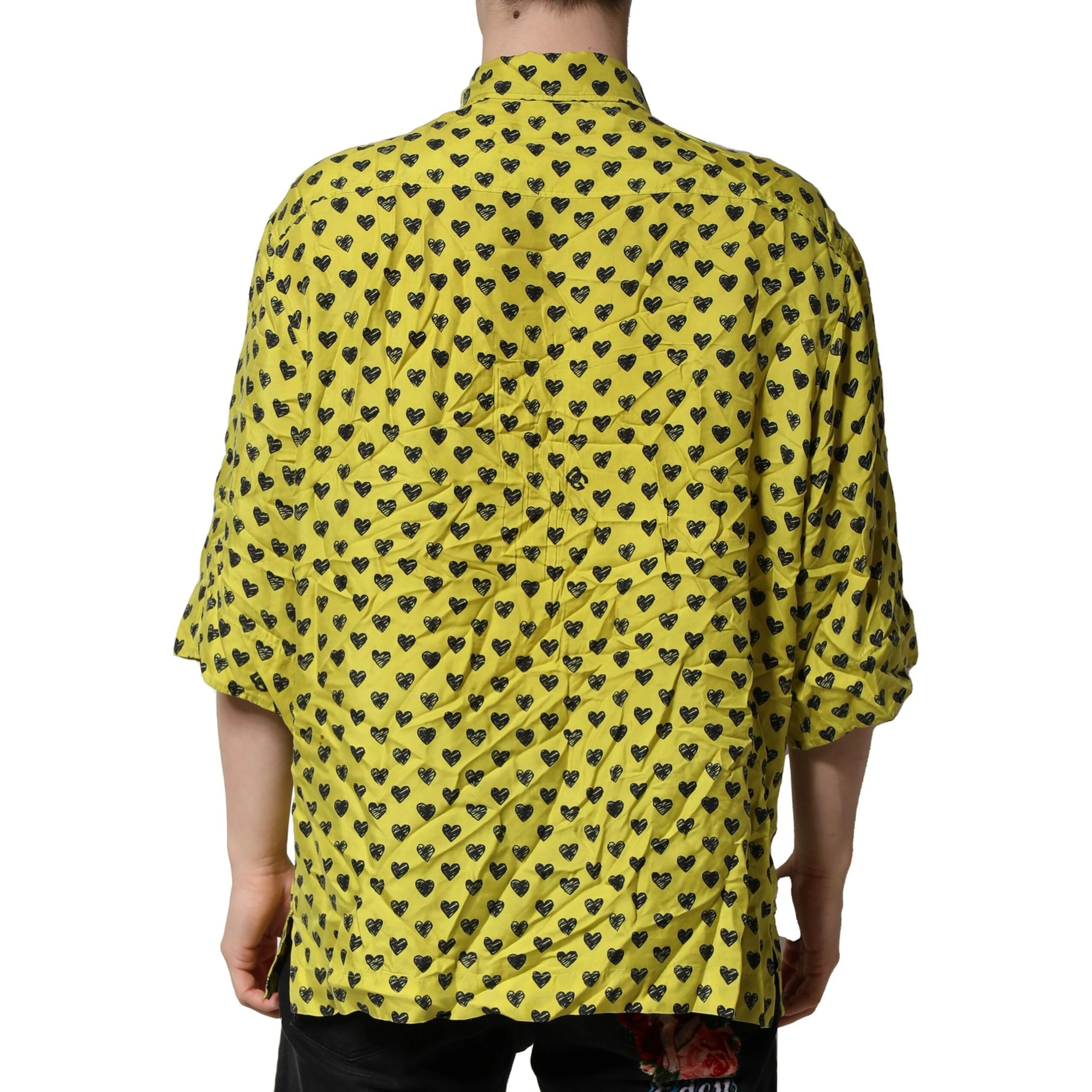 Yellow Heart Short Sleeves Men Casual Shirt