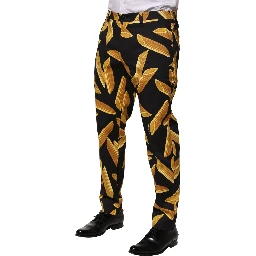 Black Pasta Print Tapered Men Pants
