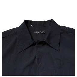 Dark Blue Cotton Short Sleeves Casual Shirt