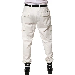 White Cotton Cargo Jogger Men Pants