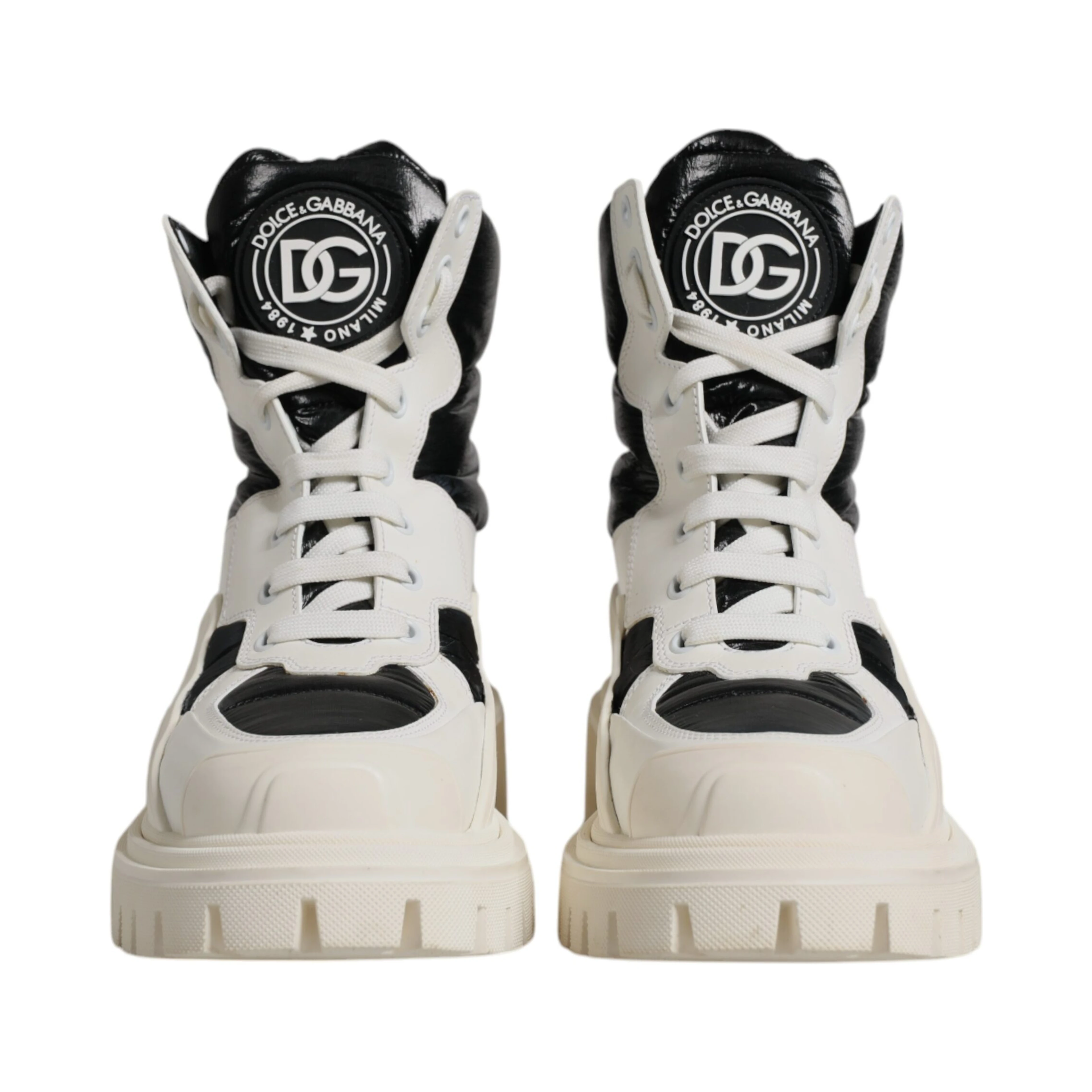 White Padded Mid Calf Lace Up Boots Shoes
