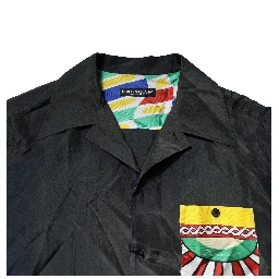Black Silk Short Sleeves Men Casual Shirt