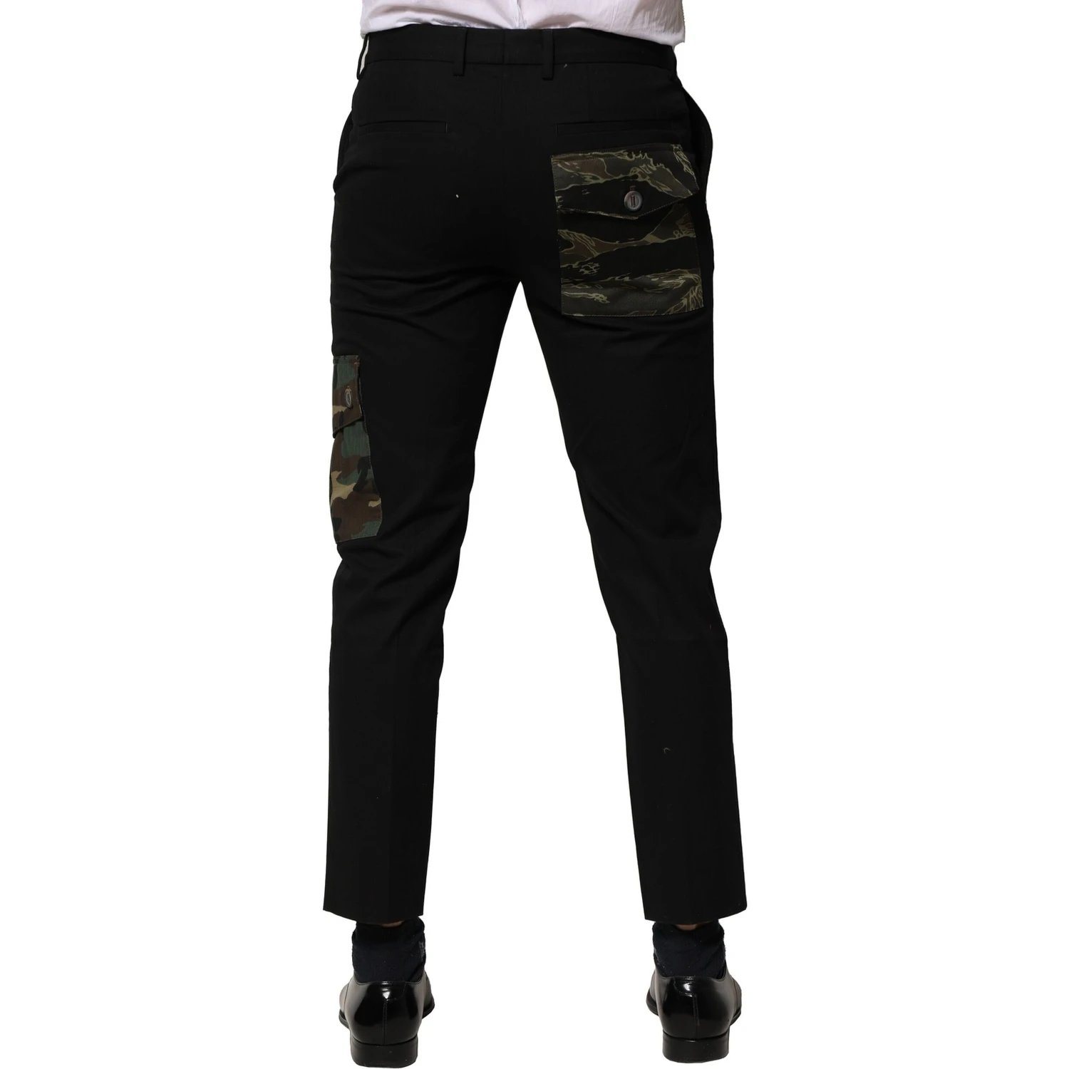 Black Cotton Cargo Dress Men Pants
