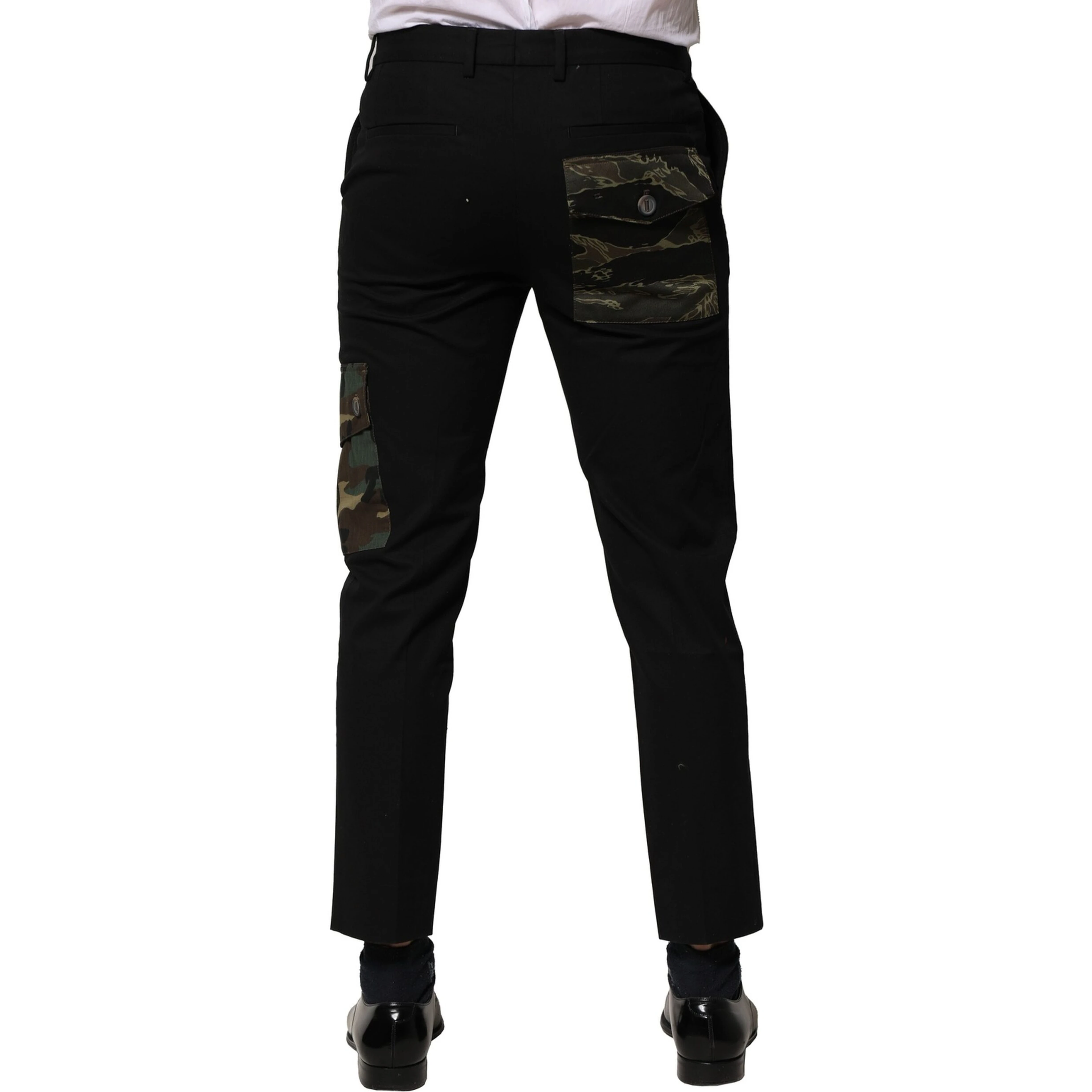 Black Cotton Cargo Dress Men Pants