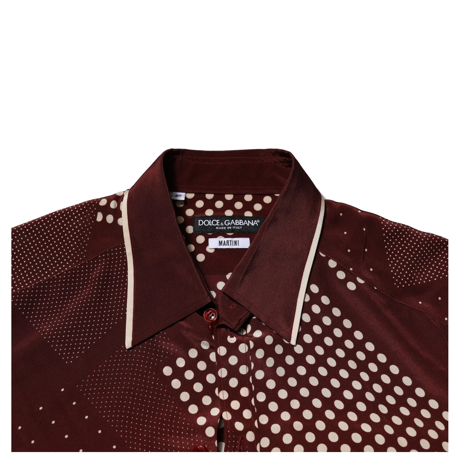 Maroon Dotted Silk Long Sleeve Casual Shirt