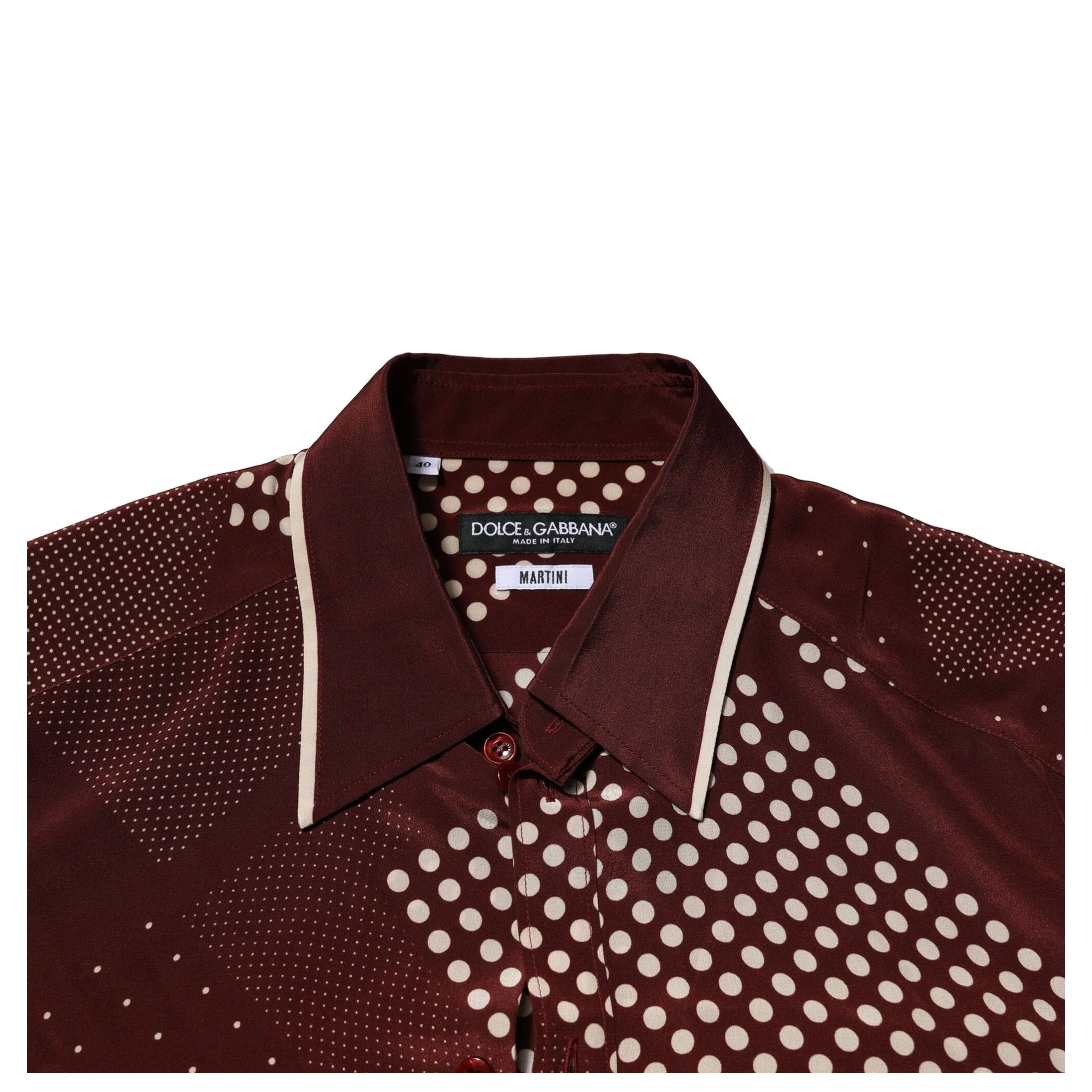 Maroon Dotted Silk Long Sleeve Casual Shirt