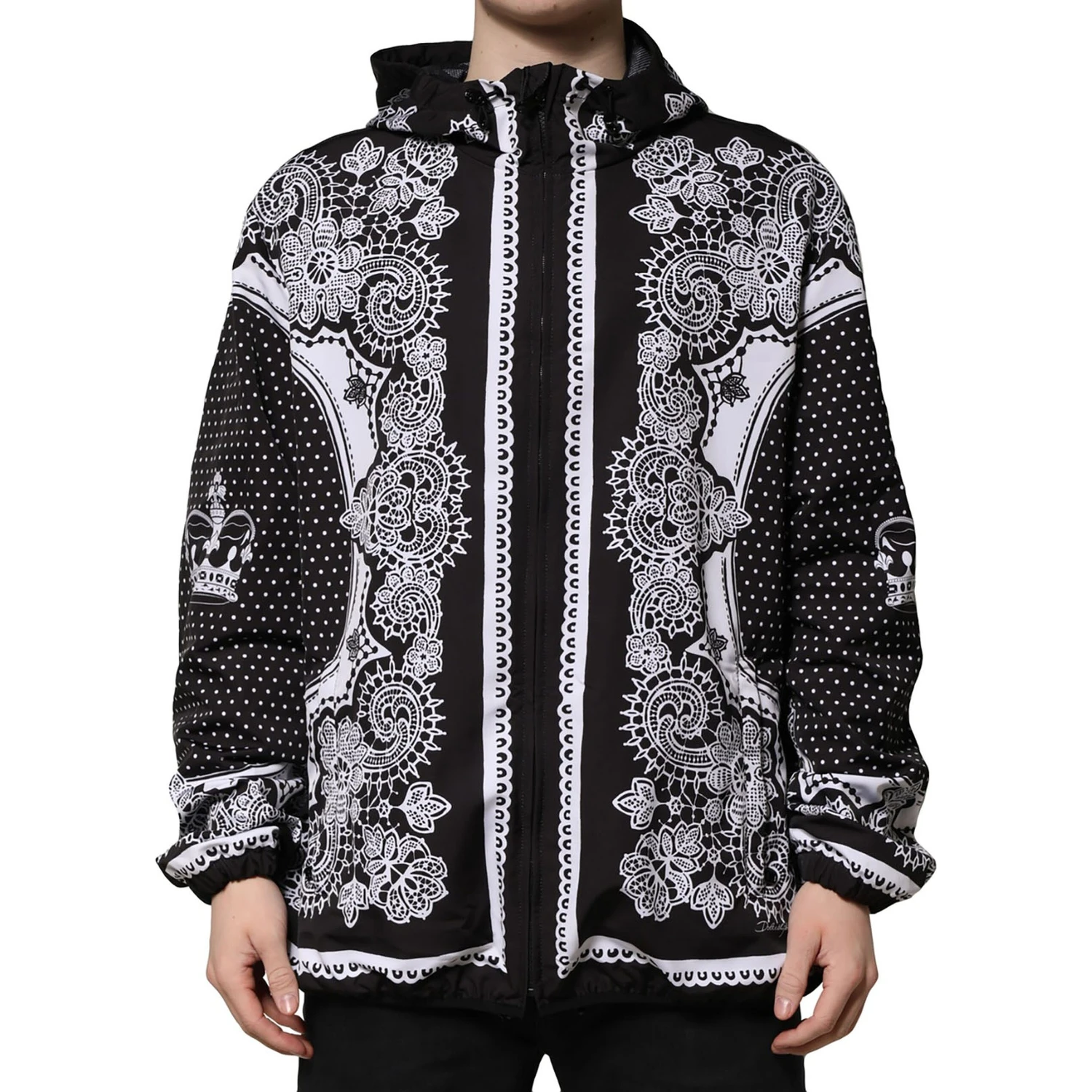 Black Bandana Print Hooded Bomber Jacket