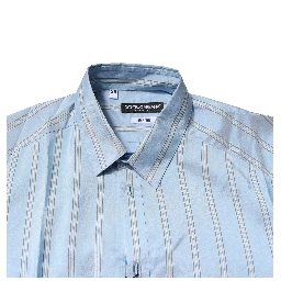 Light Blue MARTINI Striped Formal Dress Shirt