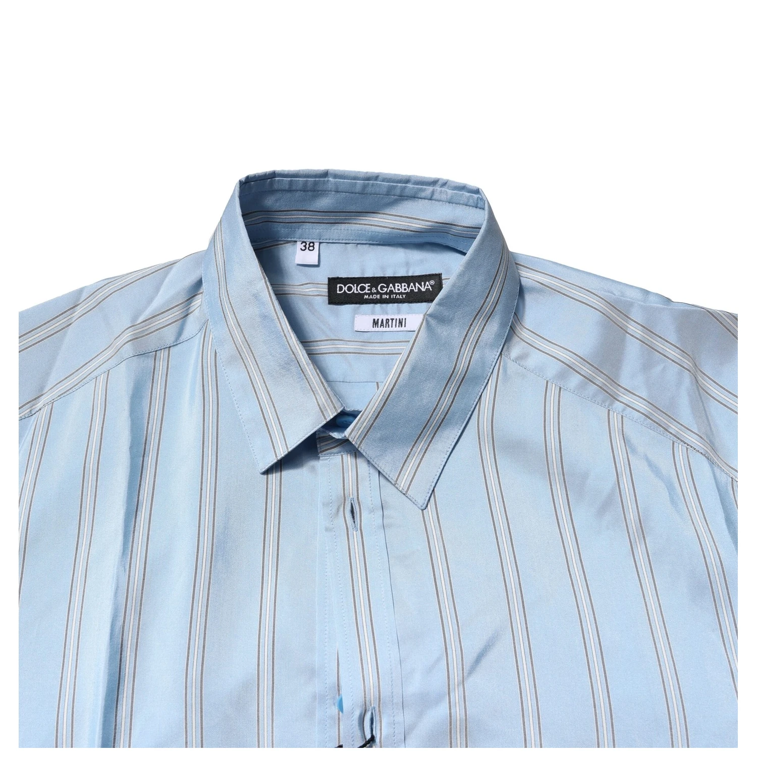 Light Blue MARTINI Striped Formal Dress Shirt