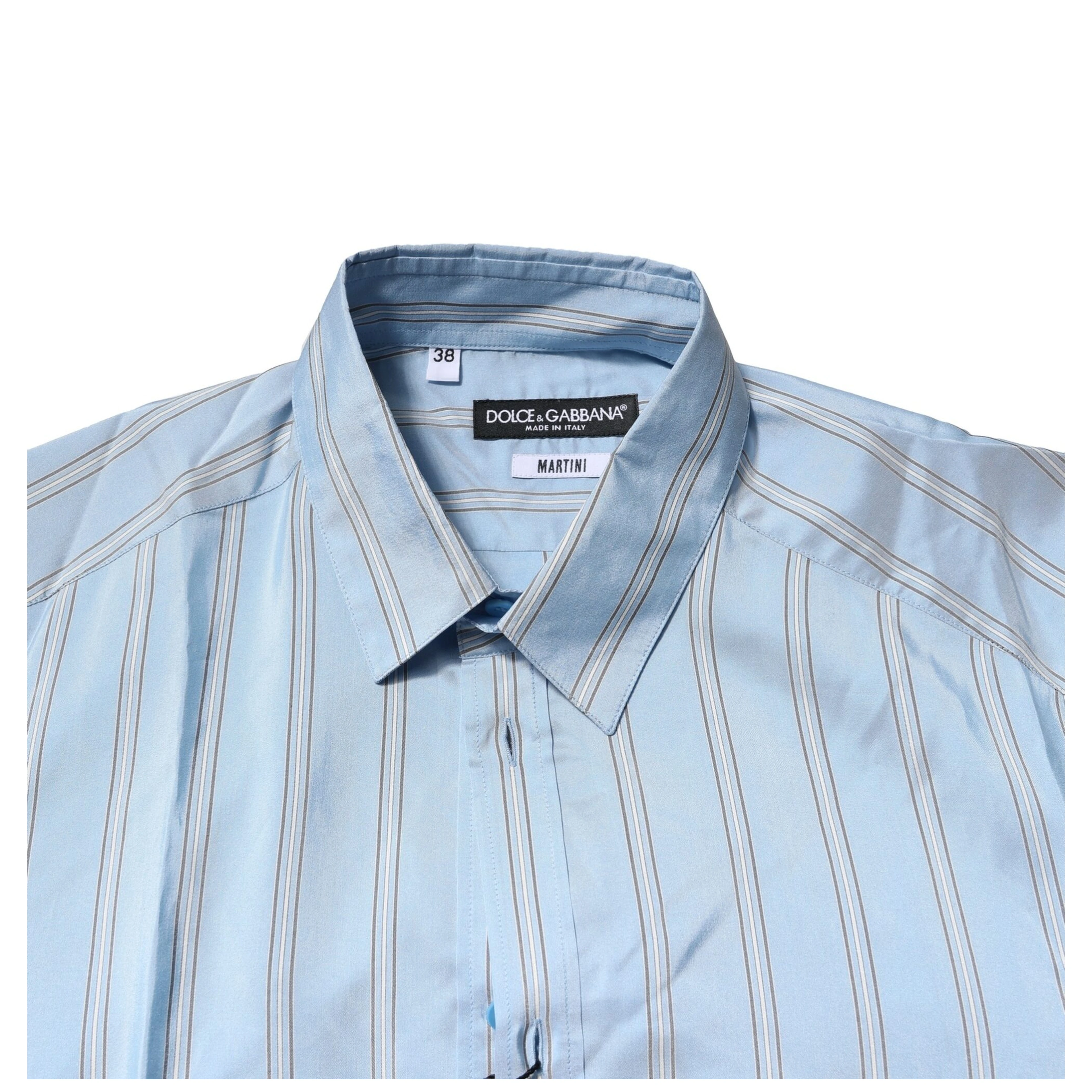 Light Blue MARTINI Striped Formal Dress Shirt