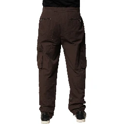 Brown Cotton Cargo Jogger Men Pants