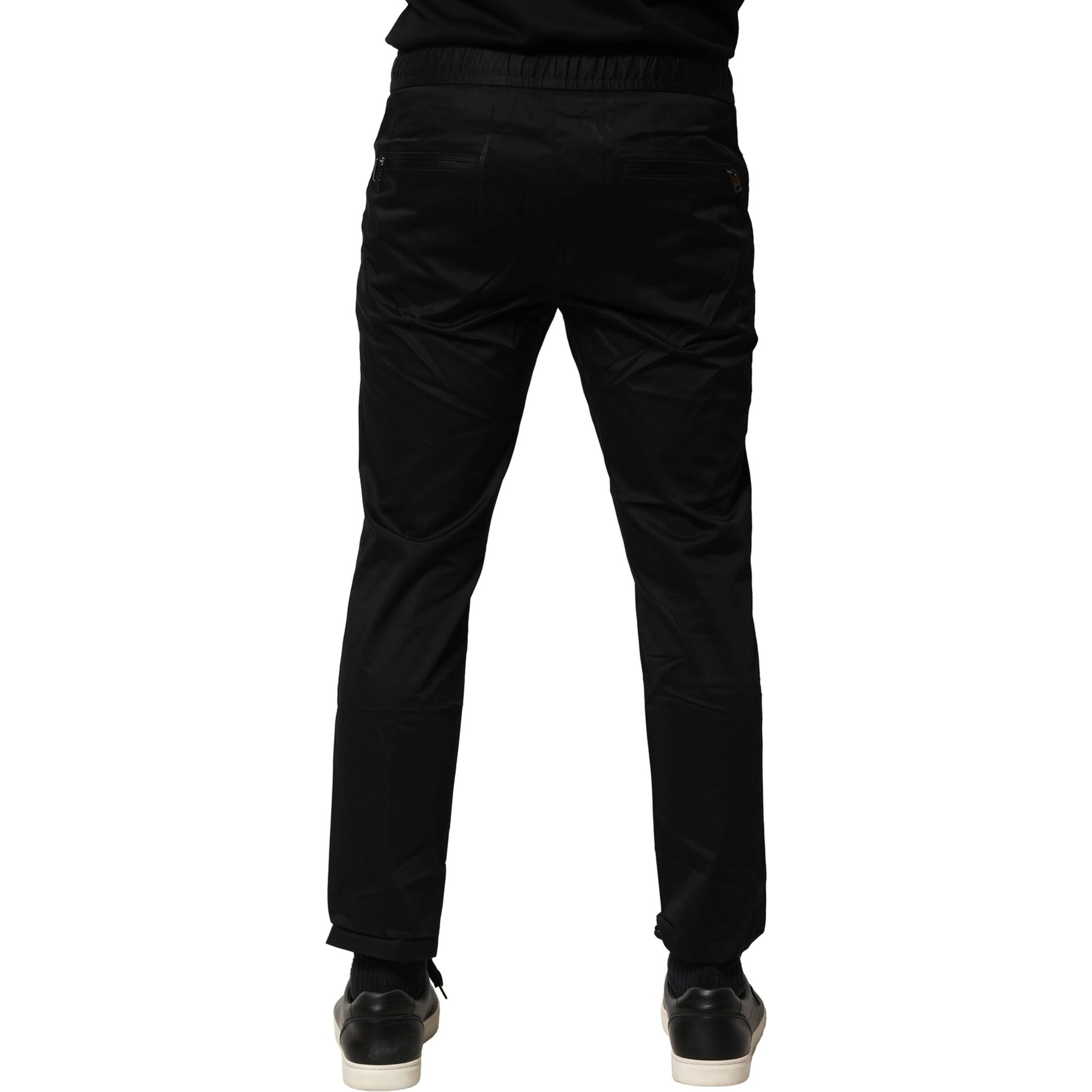 Black Cotton Mid Waist Jogger Pants