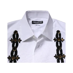 White GOLD Embellished Formal Men Dress Shirt