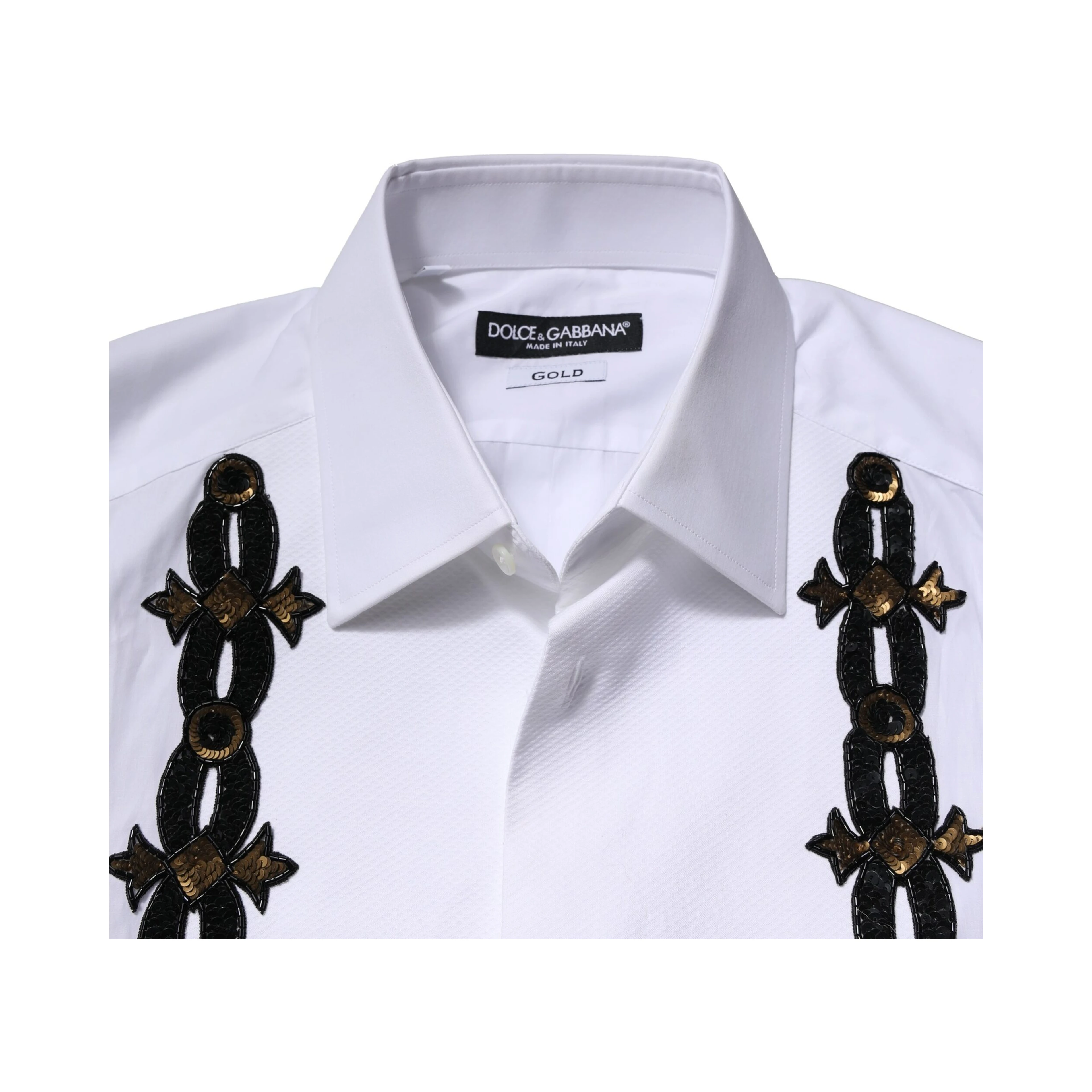 White GOLD Embellished Formal Men Dress Shirt