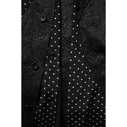 Black Polka Dot Linen Silk Men Casual Shirt