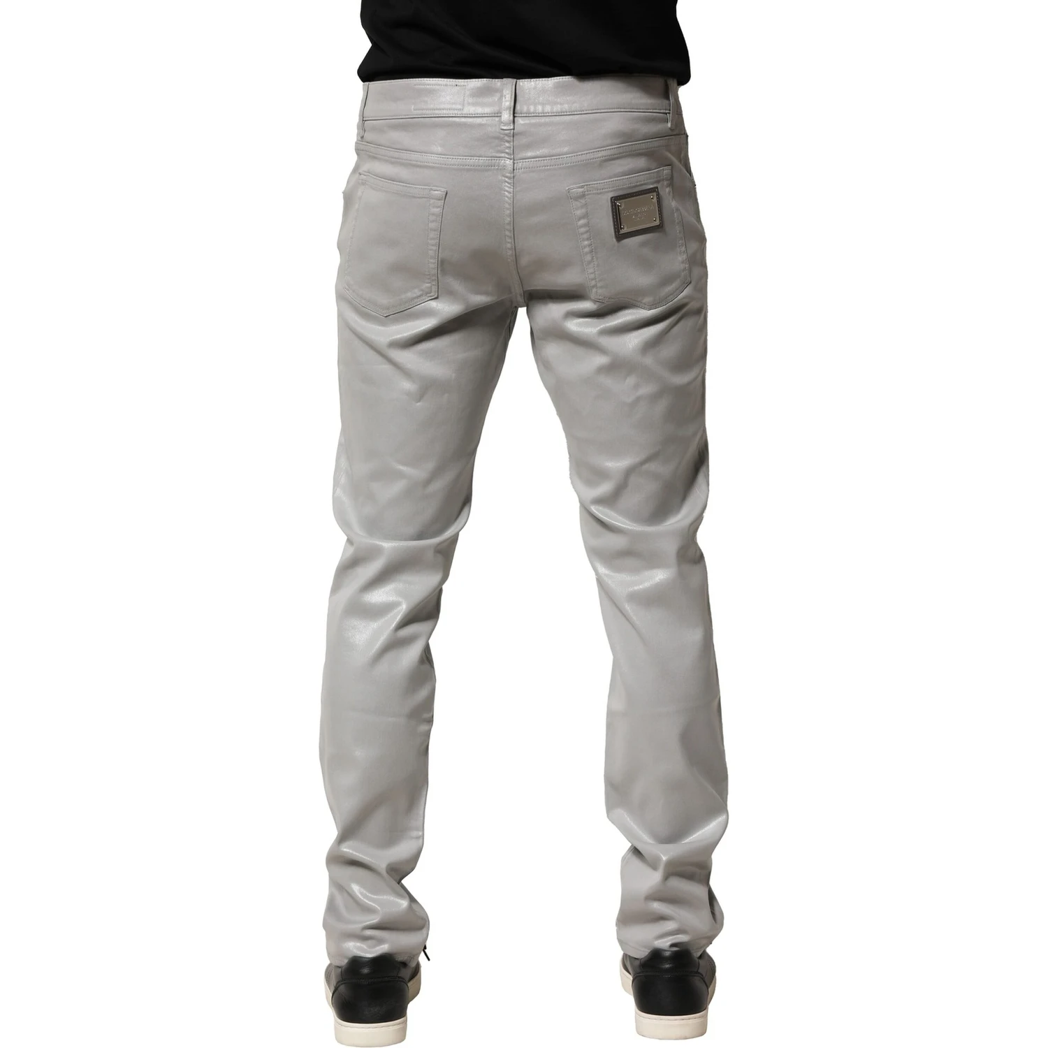 Silver Cotton Stretch Slim Denim Jeans