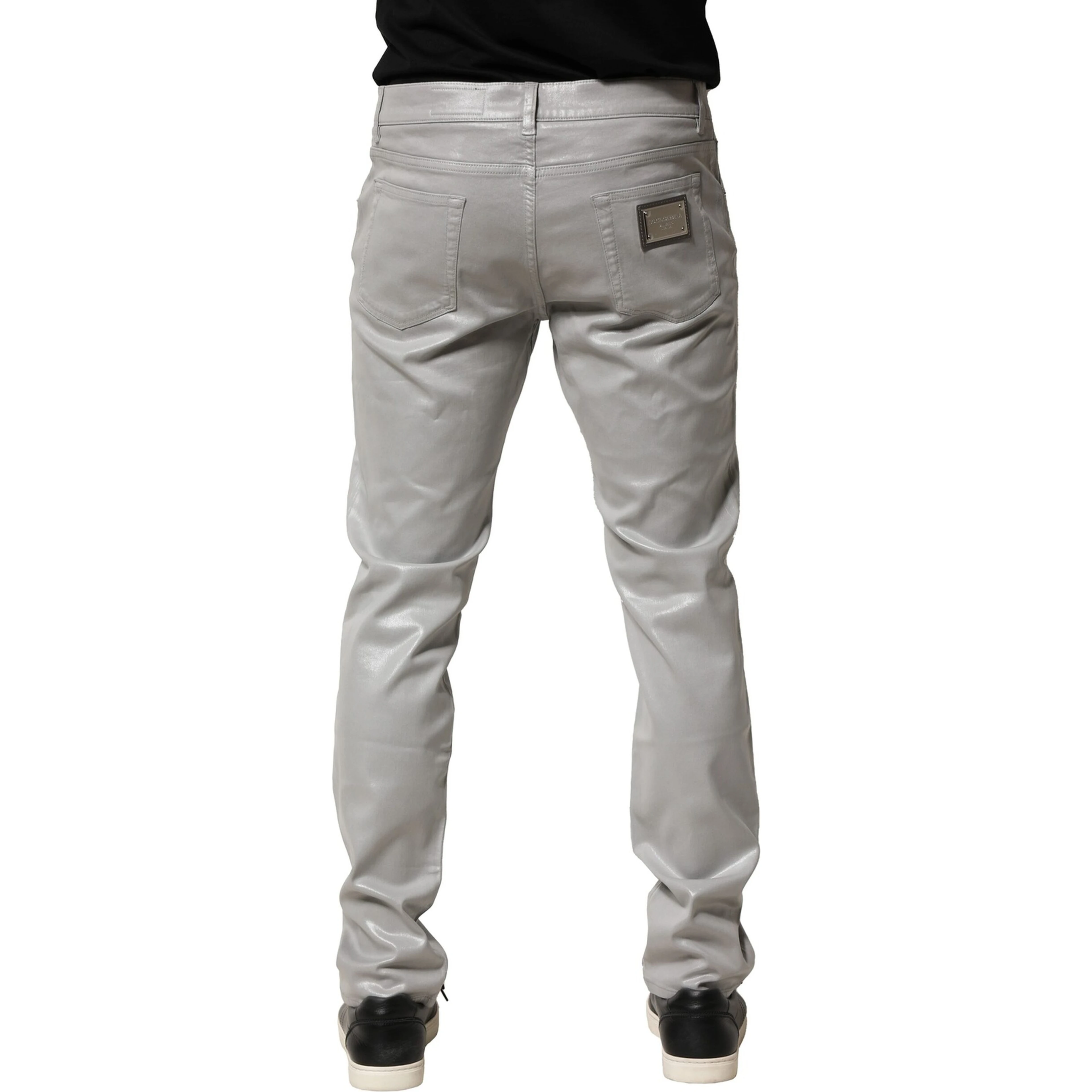 Silver Cotton Stretch Slim Denim Jeans