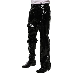 Black Nylon Straight Men Pants
