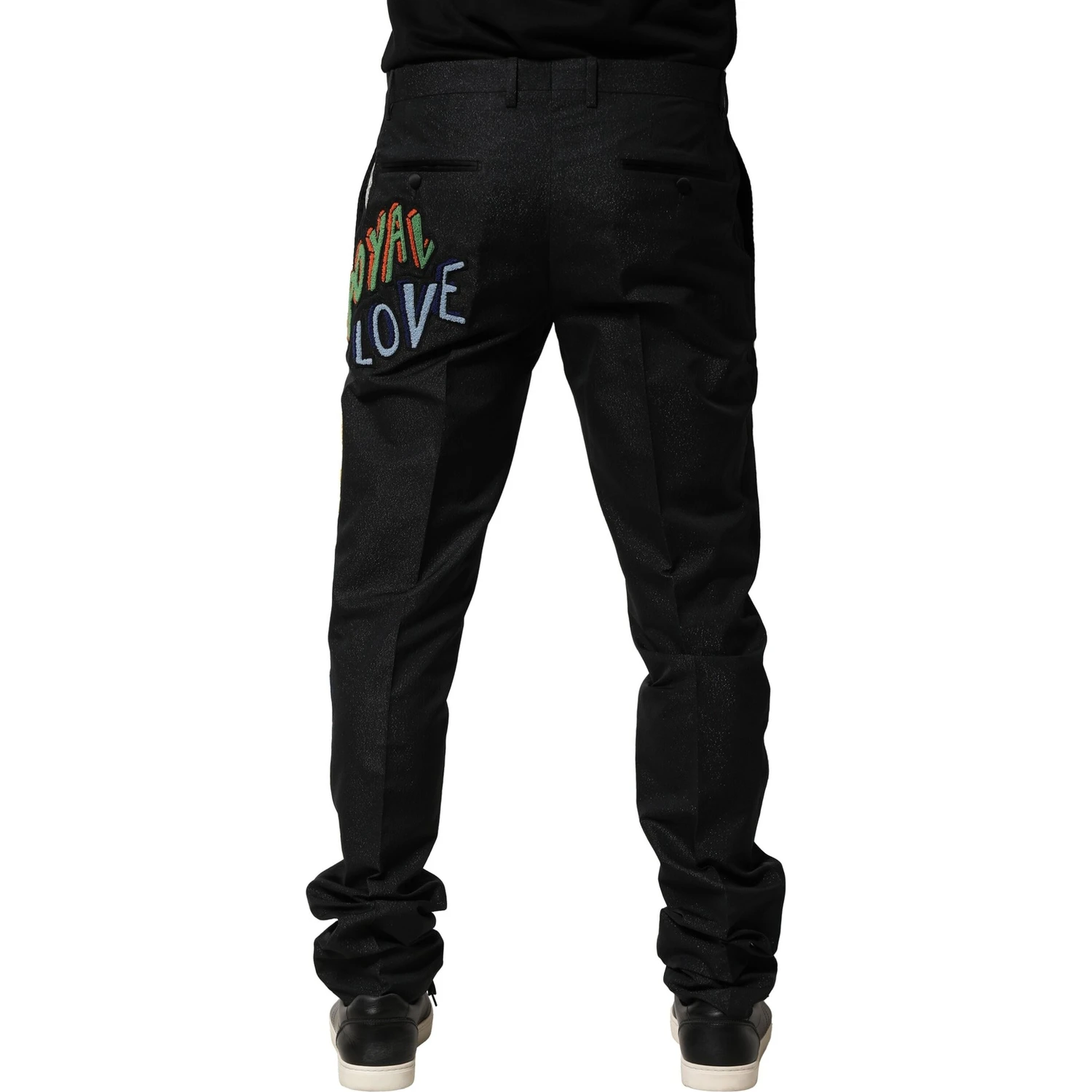 Black Graphic Embroidery Men Pants