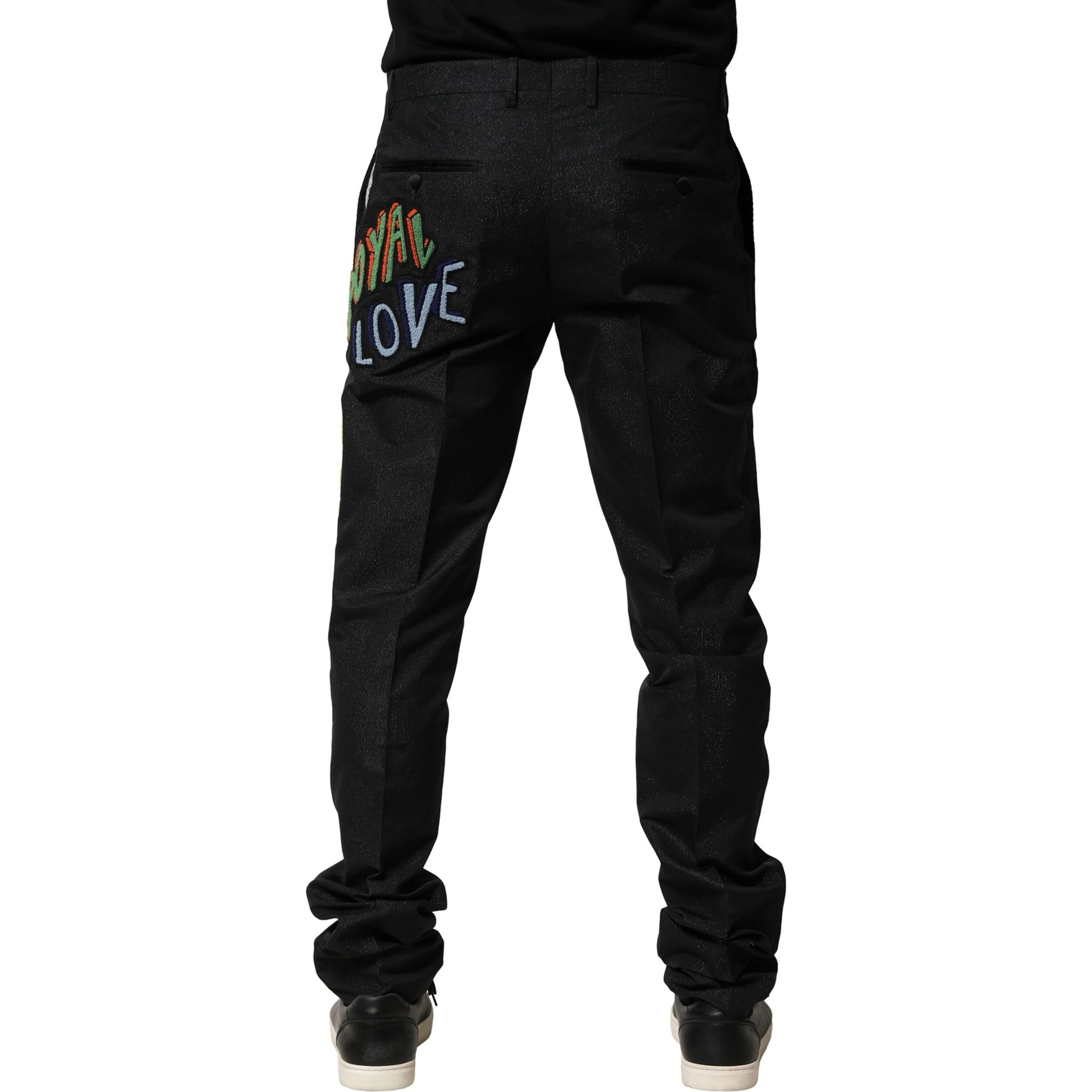 Black Graphic Embroidery Men Pants