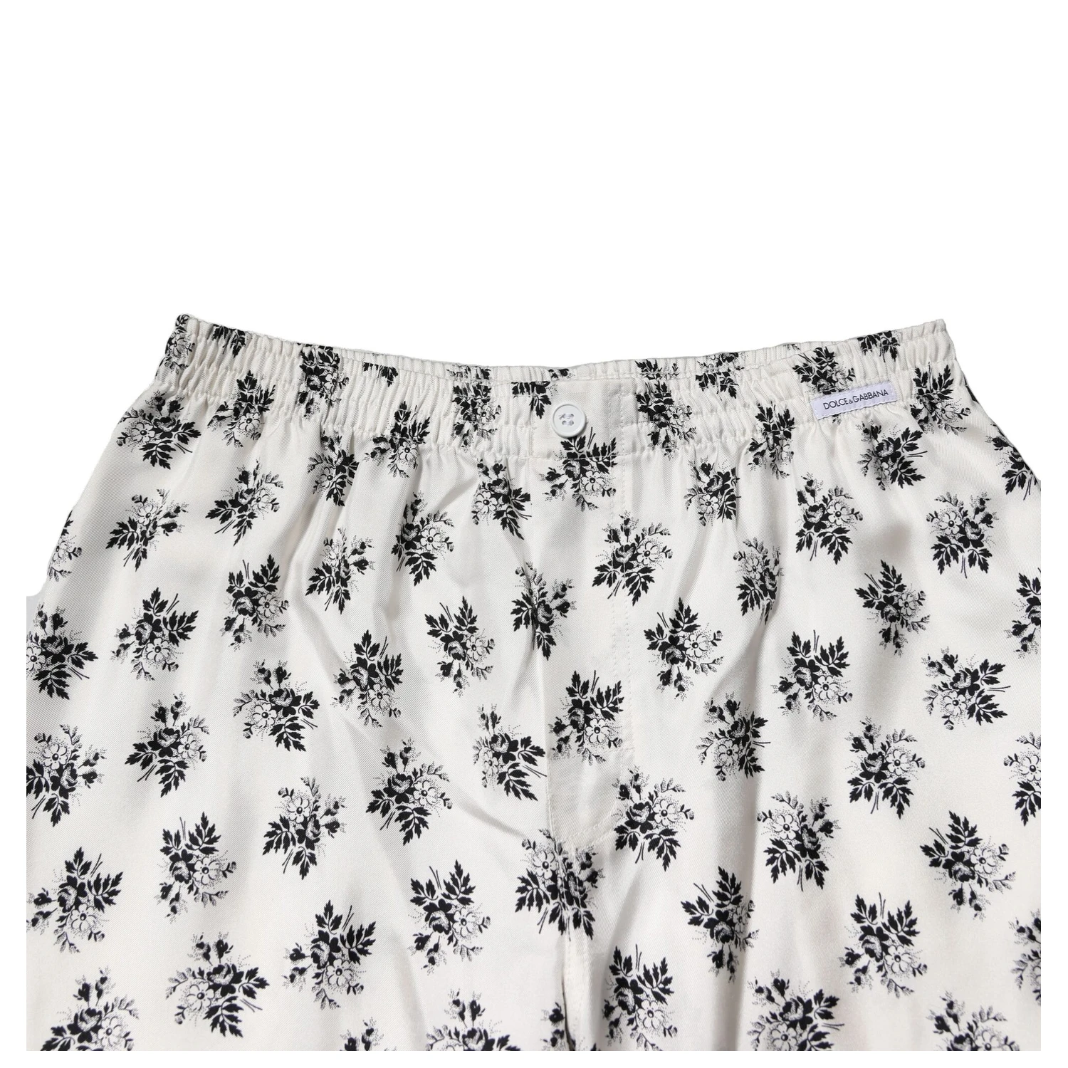 White Floral Silk Casual Lounge Pants