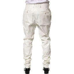 White Nylon Tapered Dress Men Pants