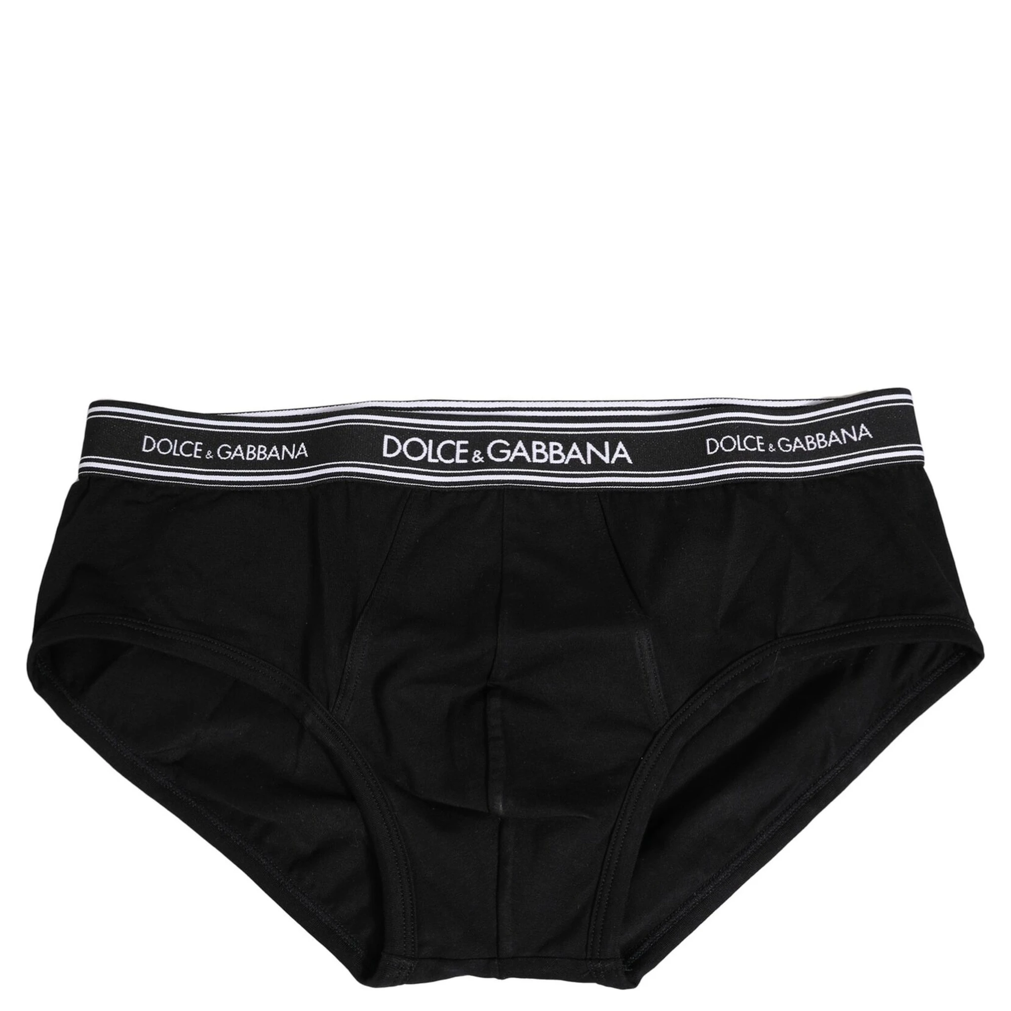 Black Cotton Stretch Logo Print Brief Underwear