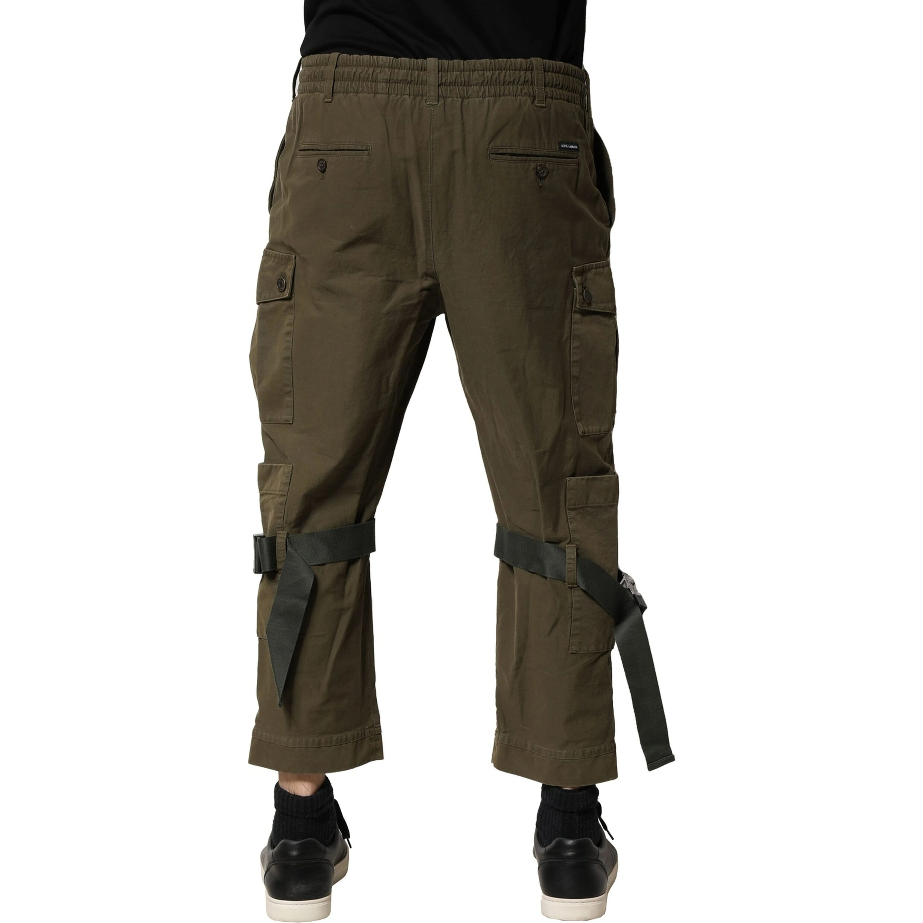 Brown Cotton Cargo Drawstring Pants