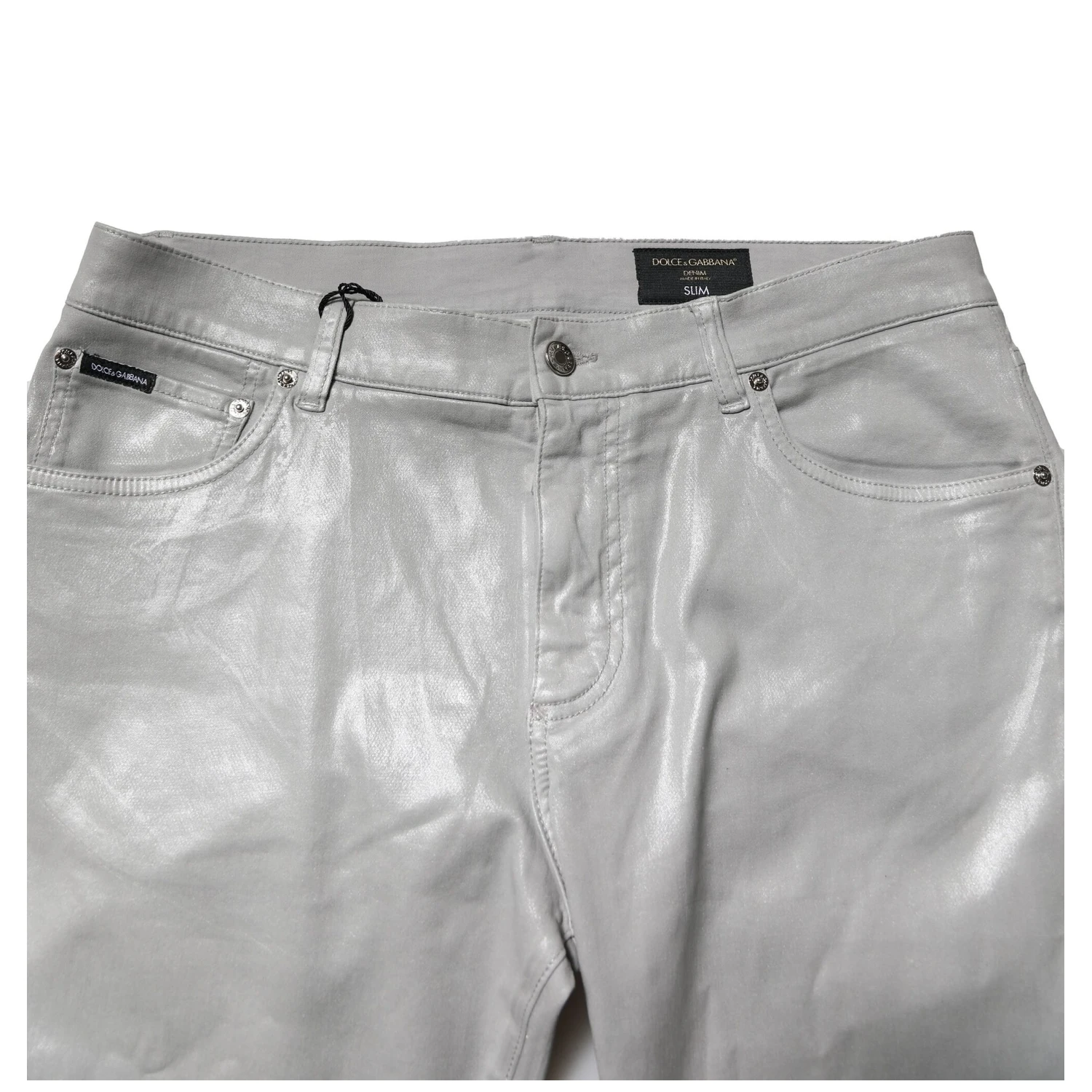 Silver Cotton Stretch Slim Denim Jeans