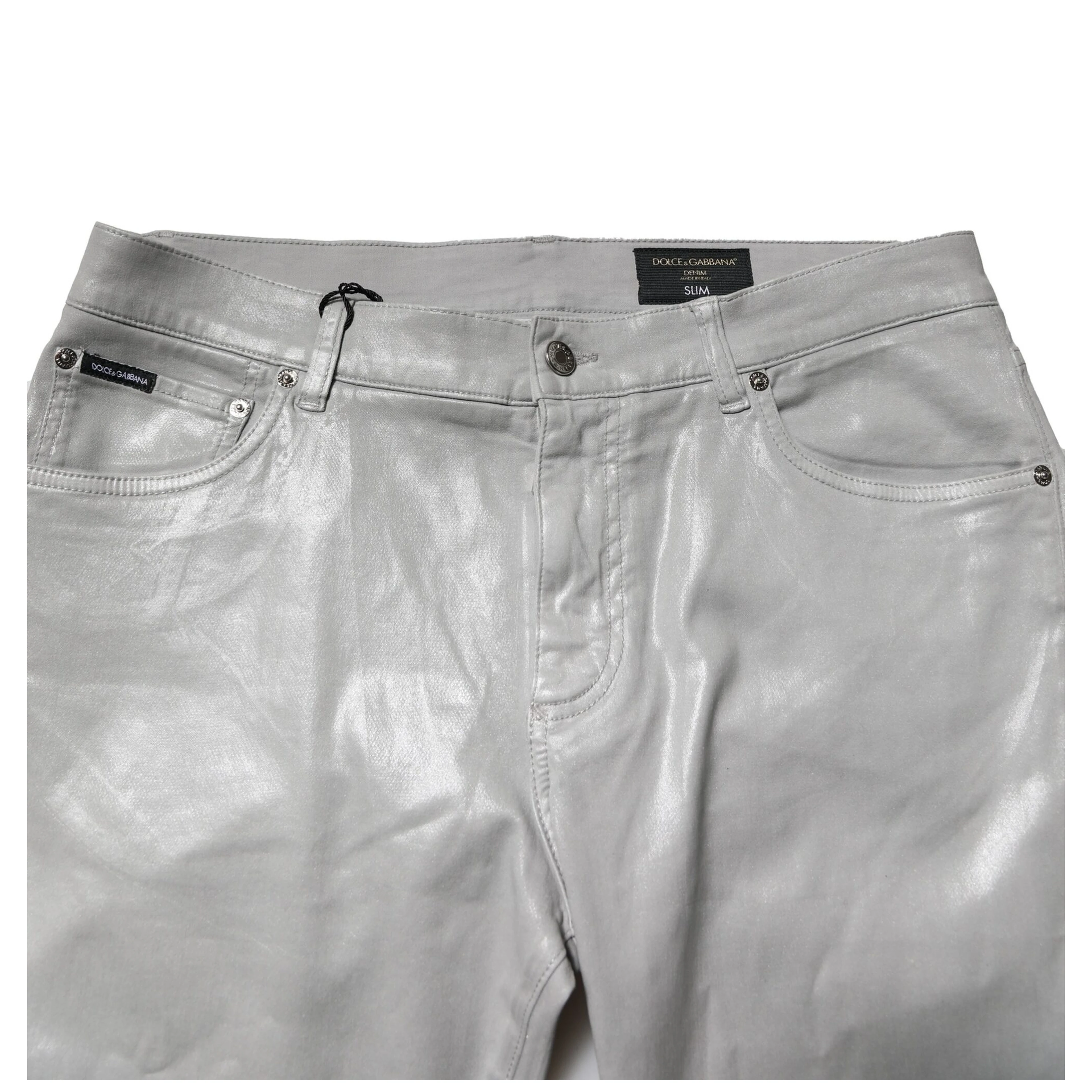 Silver Cotton Stretch Slim Denim Jeans