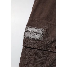 Brown Cotton Cargo Jogger Men Pants