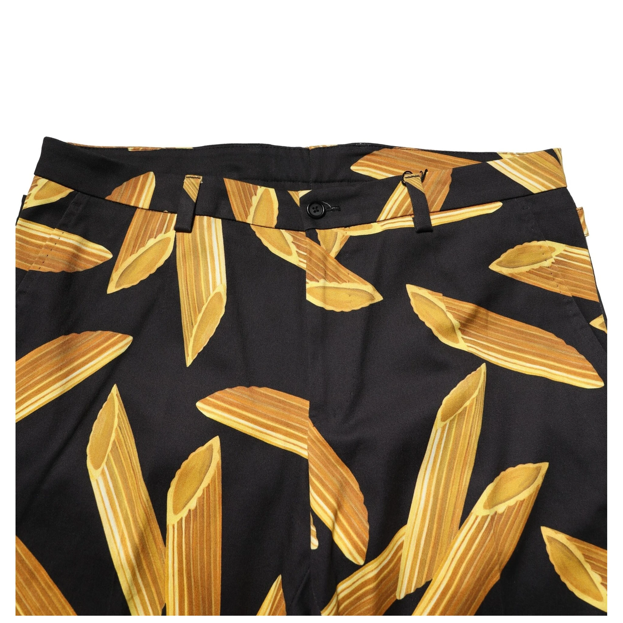 Black Pasta Print Tapered Men Pants