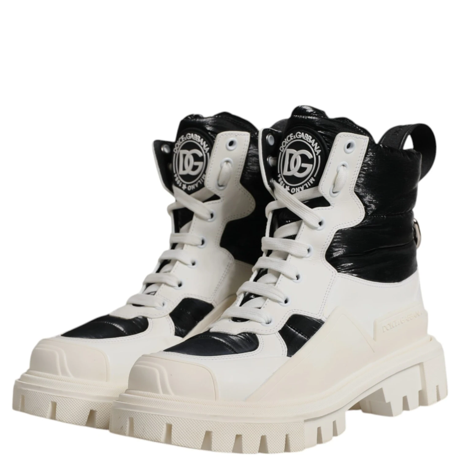 White Padded Mid Calf Lace Up Boots Shoes
