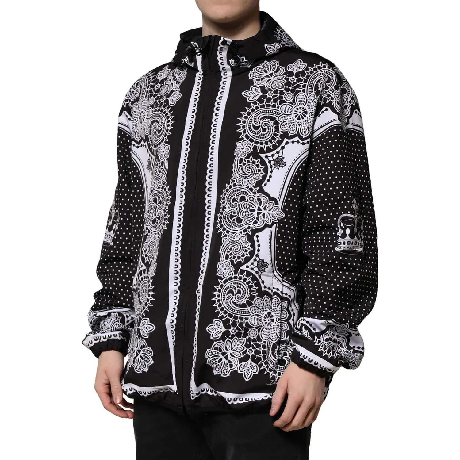 Black Bandana Print Hooded Bomber Jacket