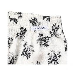 White Floral Silk Casual Lounge Pants