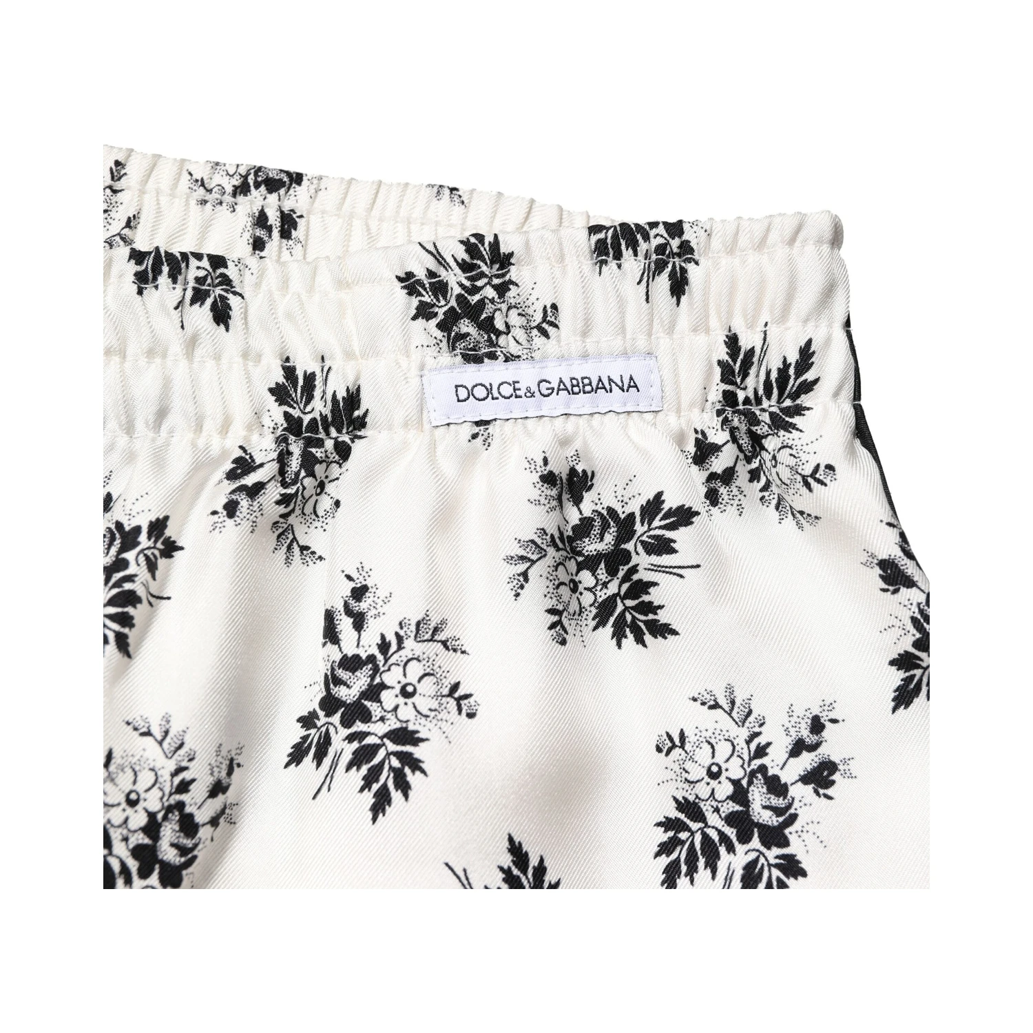 White Floral Silk Casual Lounge Pants