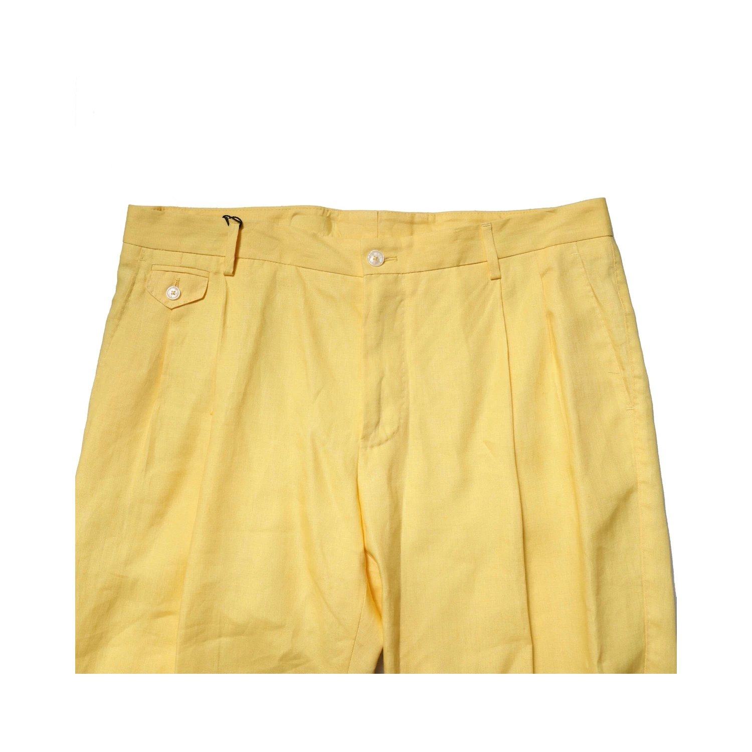 Yellow Flax Tapered Dress Men Pants