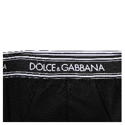 Black Cotton Stretch Logo Print Brief Underwear