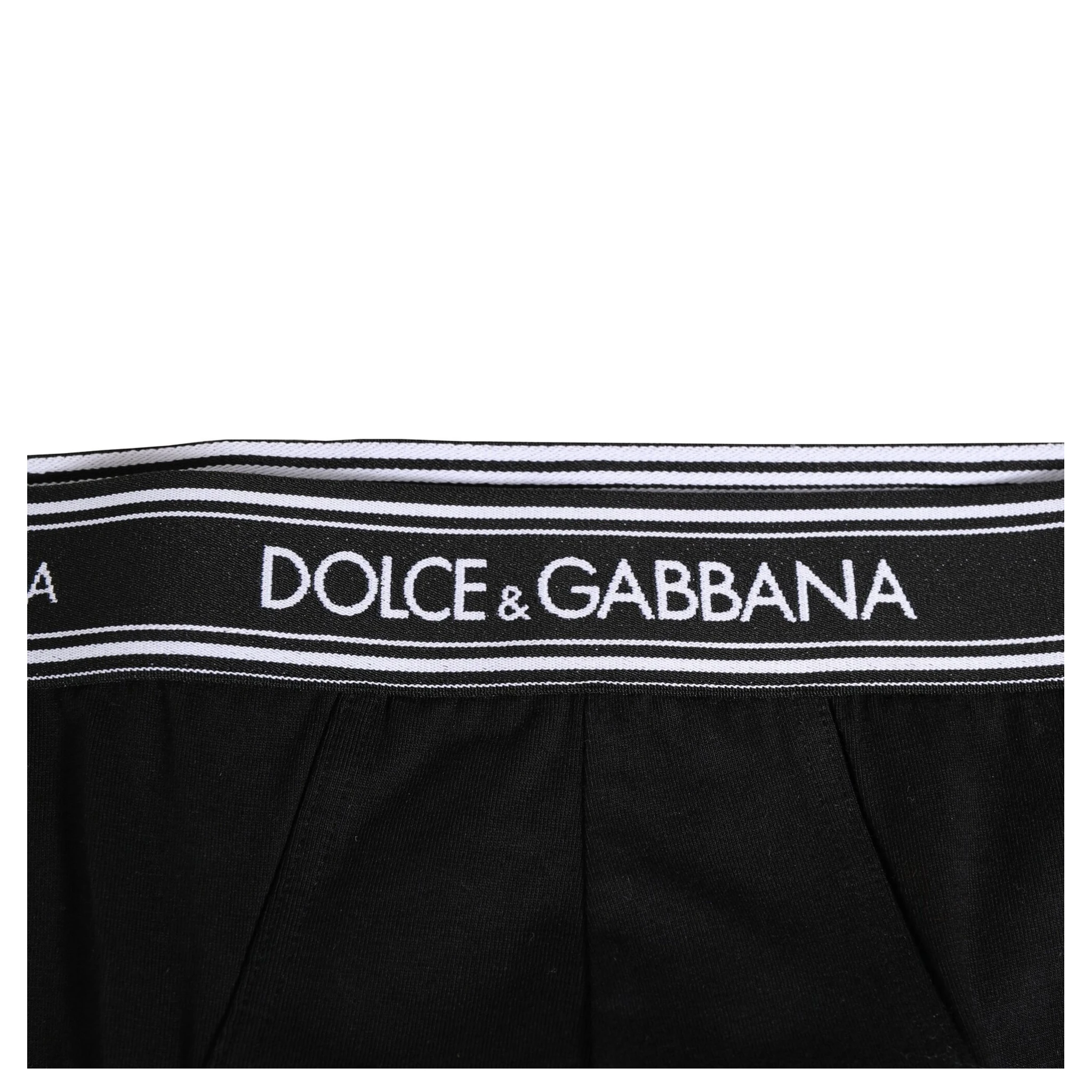 Black Cotton Stretch Logo Print Brief Underwear