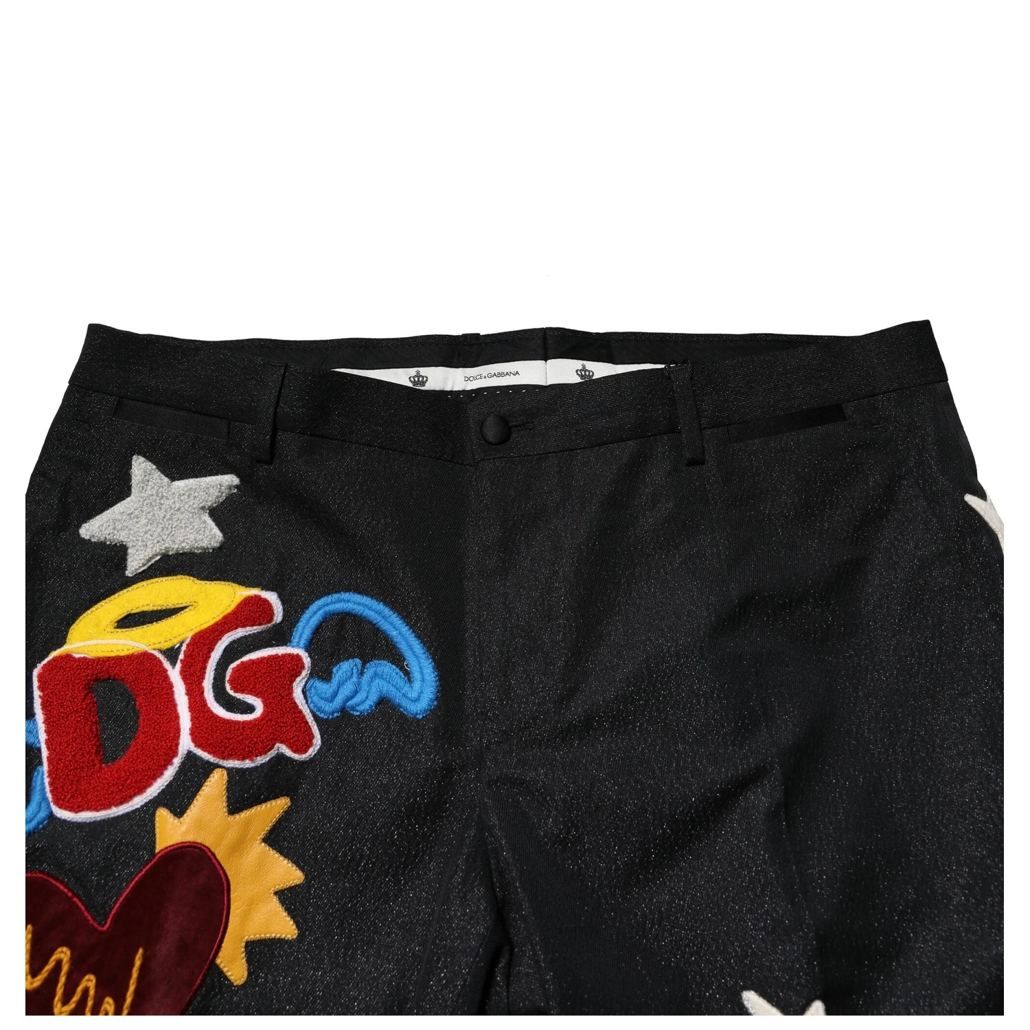 Black Graphic Embroidery Men Pants
