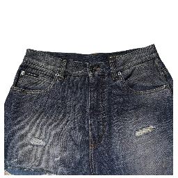 Blue Washed Tattered Cotton Men Jeans