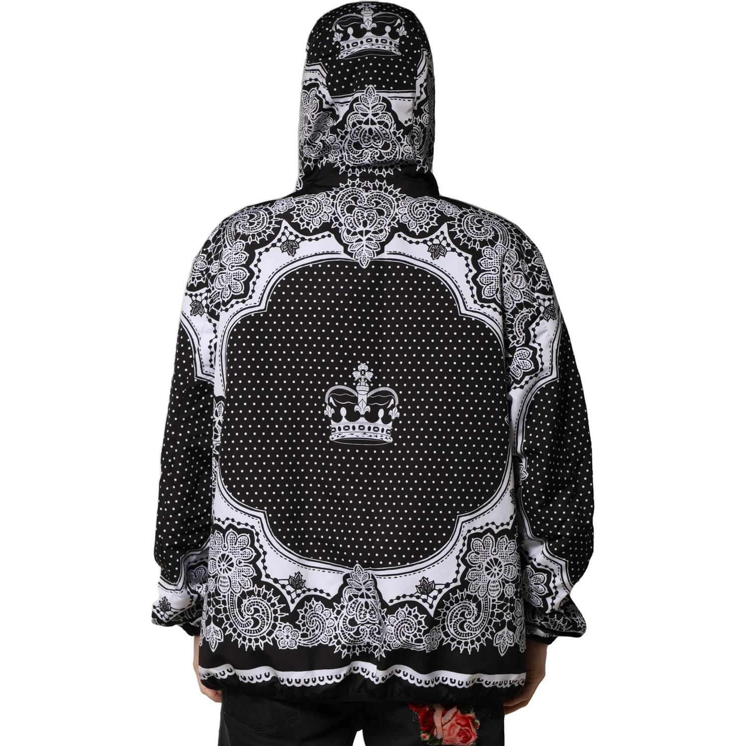 Black Bandana Print Hooded Bomber Jacket