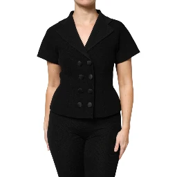 Black Wool Double Breasted Coat Jacket