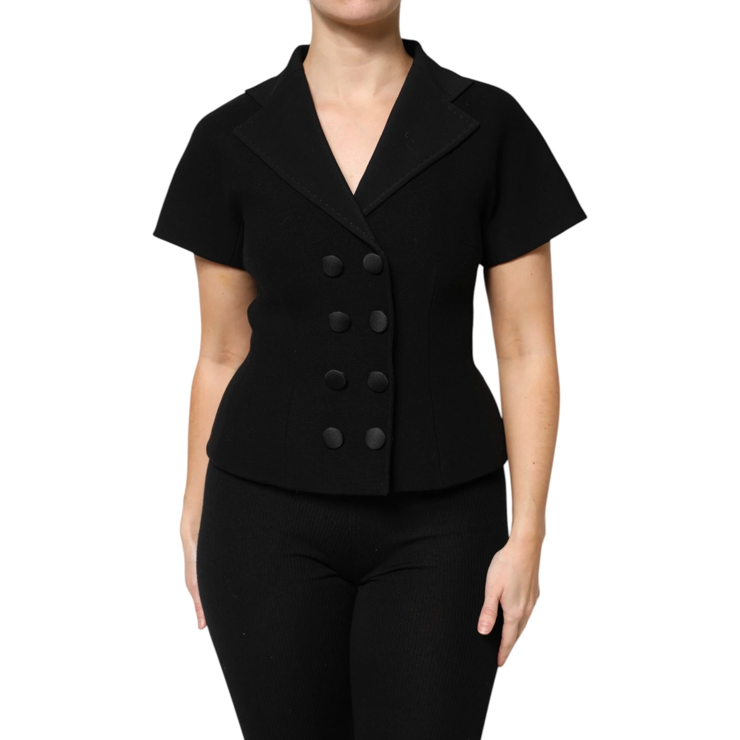 Black Wool Double Breasted Coat Jacket