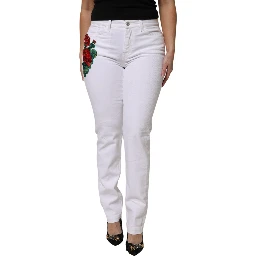 White Floral Sequined GIRLY Denim Jeans