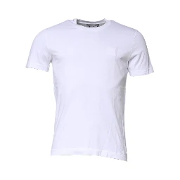 White Cotton Men Crew Neck Tee T-shirt