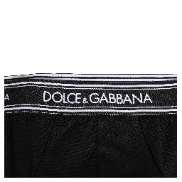 Black Cotton Stretch Logo Print Brief Underwear