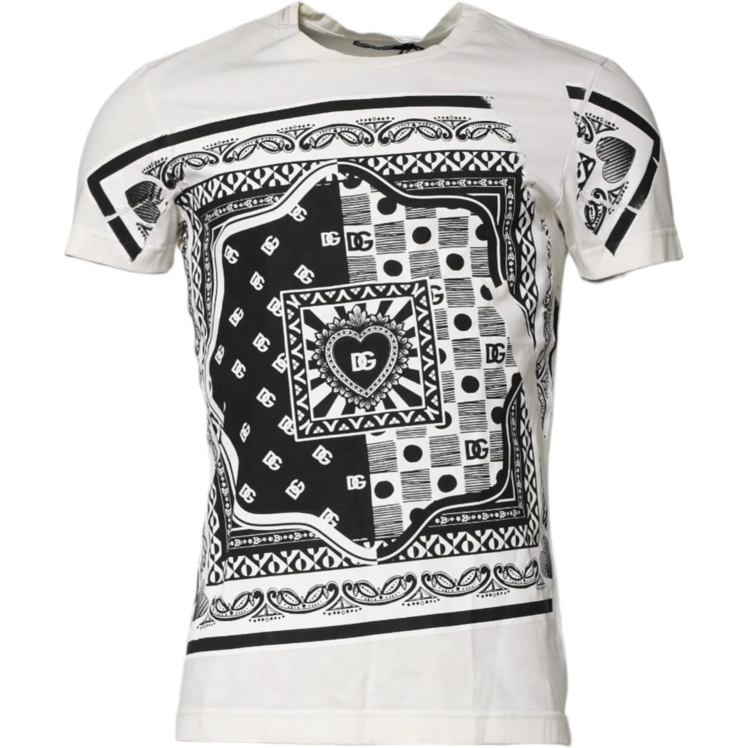 White Cotton Logo Bandana Print T-shirt