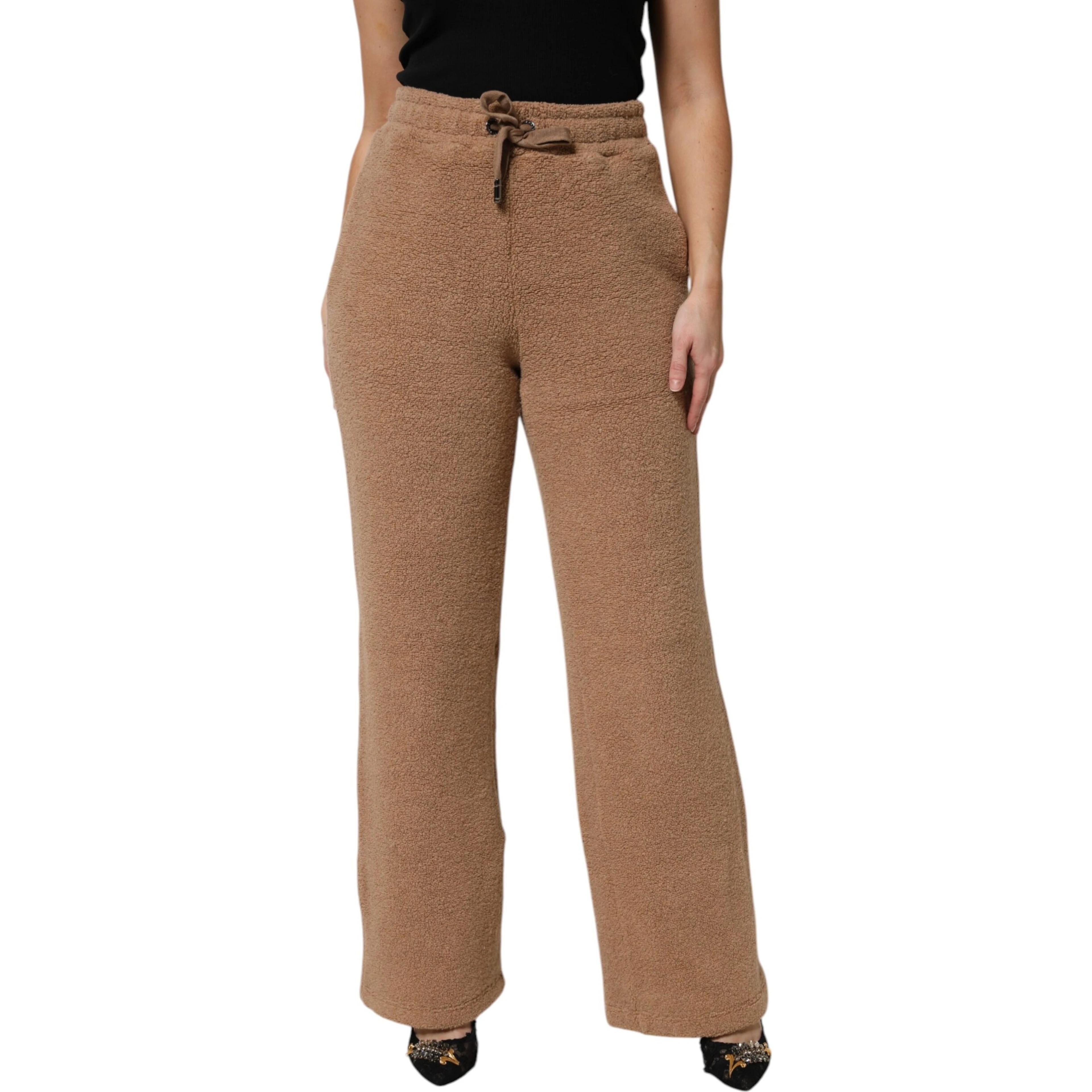Brown Logo Plaque Sweatpants Straight Pants