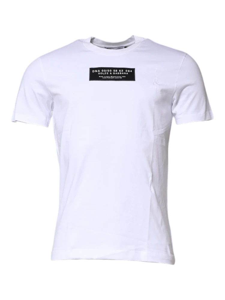 White Cotton Logo Patch Crew Neck T-shirt